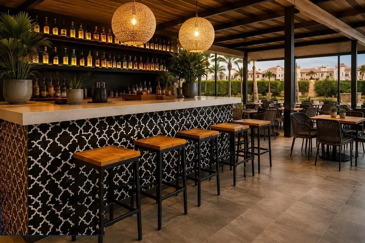 Outdoor bar and lounge terrace
