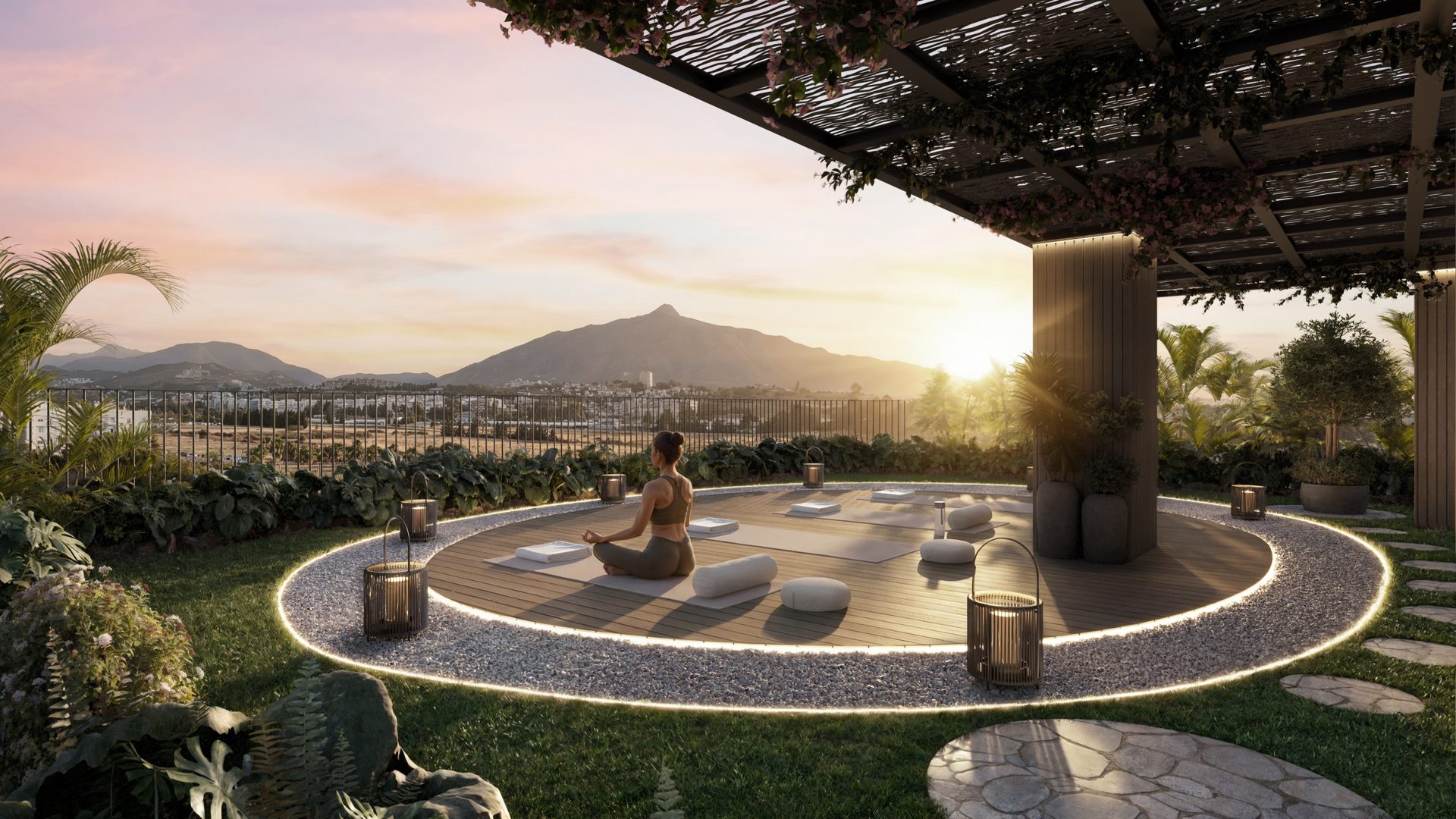 Resort-style saltwater pool in landscaped gardens