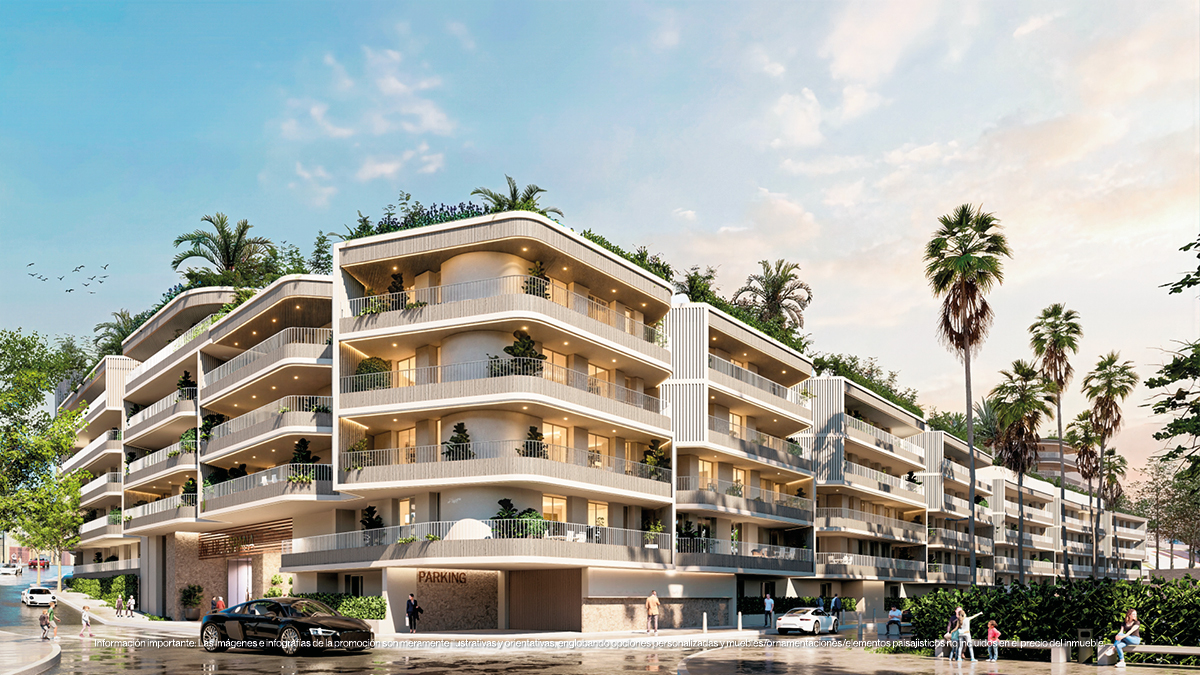 Contemporary façade of the residential complex