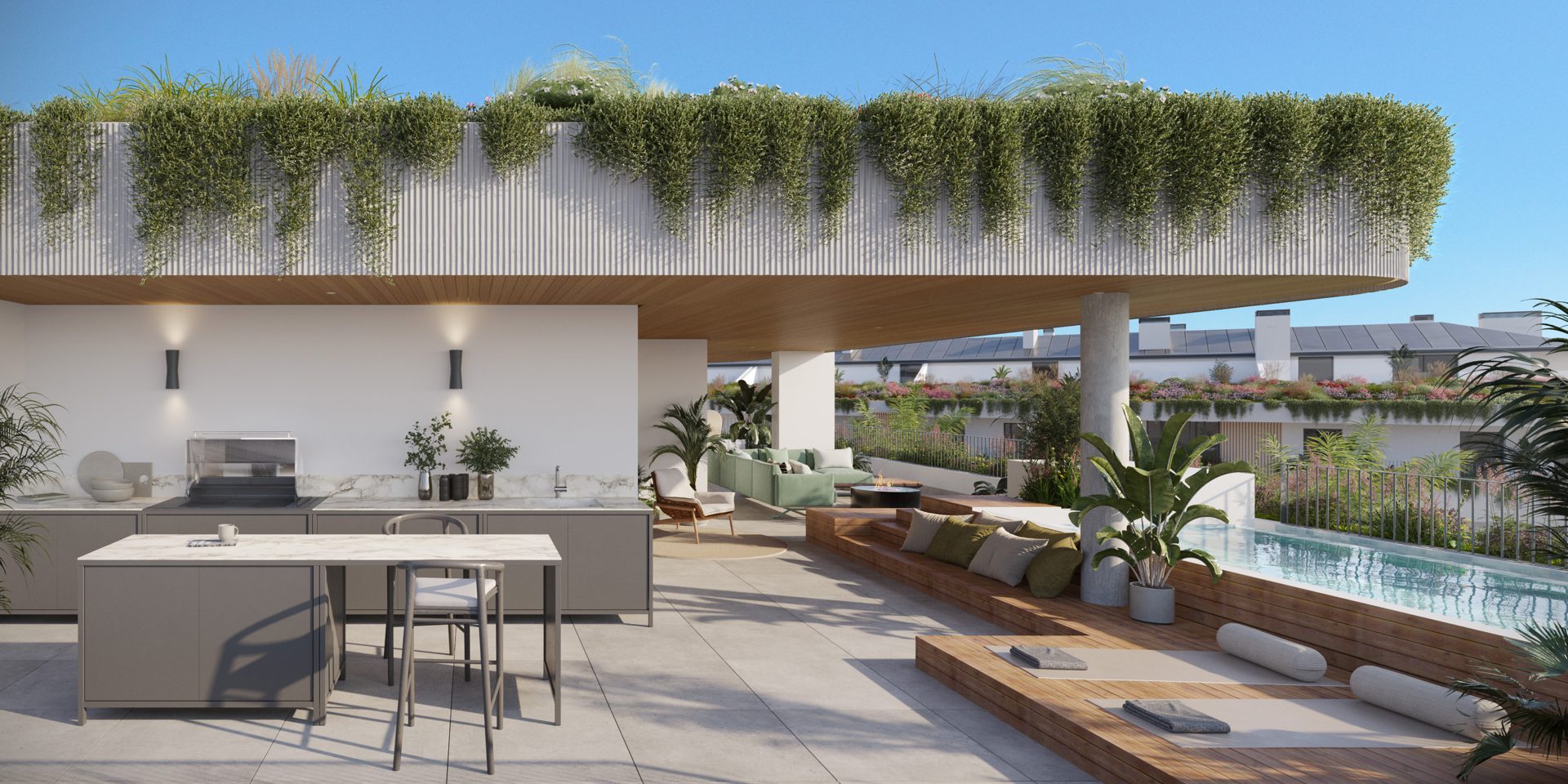 Spacious terrace with outdoor lounge
